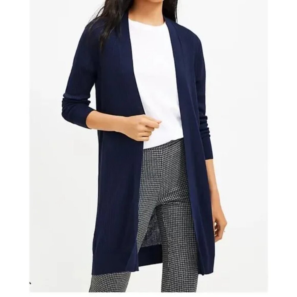 Loft Long Ribbed Open Cardigan - Picture 8 of 9